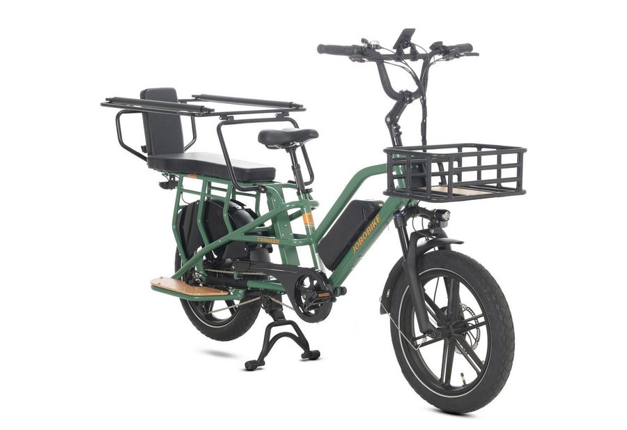 JOBOBIKE E-Bike Cargo 20 Zoll, 150 km, Longtail Lastenrad für Familie, Transport & Alltag, 7 Gang Shimano, Kettenschaltung, Heckmotor, 720 Wh, (Elektrofahrrad bis 200kg, Farb-LCD-Display, Drehmomentsensor), Bremslicht, Federsattelstütze, Kinder-Sitzoption, Transportlösungen