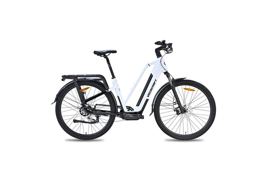 VECOCRAFT E-Bike Cityrad Alltagspedelec 28 Zoll Elektrofahrrad 48V 12Ah Akku bis 100km GAEA, 8 Gang shimano, Heckmotor, 576 Wh, (E-Cityrad), Doppelscheibenbremse,maximale Zuladung 100 kg für Damen und Herren