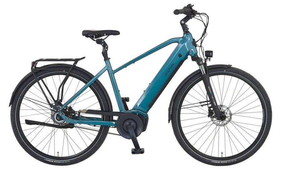 Prophete E-Bike Trekkingrad Geniesser 5.0 mit Gates Riemenantrieb, 7 Gang Shimano Nexus Schaltwerk, Nabenschaltung, Mittelmotor, 540 Wh, Suntour Parallelogramm Federsattelstütze