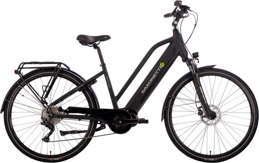 SAXONETTE E-Bike Trekkingrad Premium Sport (Trapez), 10 Gang, Kettenschaltung, Mittelmotor, 522 Wh, Pedelec, Elektrofahrrad für Damen