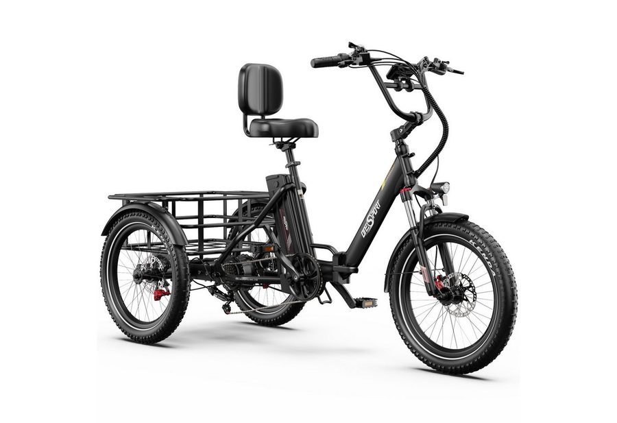 Onesport E-Bike Klapprad OT30Pro 3 rad Klappbar Faltbares Damen u. Herren E-Dreirad 864WH 90 km, Kettenschaltung, Heckmotor, 864 Wh, (Beleuchtungsset mit Batterieladegerät, Batterieschlüssel, Werkzeug), E-bikes 250W Klappbar Lastenrad Elektrofahrrad Dreirad mit Korb