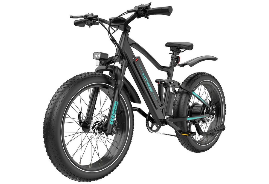 HITWAY E-Bike Mountainbike 26*4,0 Zoll Elektrofahrrad EMTB,Drehmomentsensor,bis zu 120 km., shimano shimano Schaltwerk, Kettenschaltung, Heckmotor, 720 Wh, (Lieferumfang: Ladegerät, Zahlenschloss, Mini-Luftpumpe), Pedelec mit 2 Stoßdämpfer, APP Funktion E-Mountainbike für Erwachsene