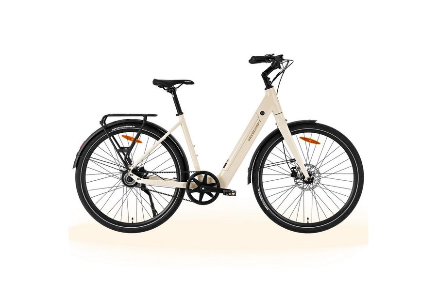 VECOCRAFT E-Bike Cityrad 28 Zoll Pedelec Torsionssensor Gates Riemenantrieb 45Nm LUNA, 1 Gang, 45Nm Heckmotor, 374,4 Wh, (hydraulische Scheibenbremsen, LCD-Display), StVZO E-Rennrad,leichte 23kg, ebike für Damen und Herren