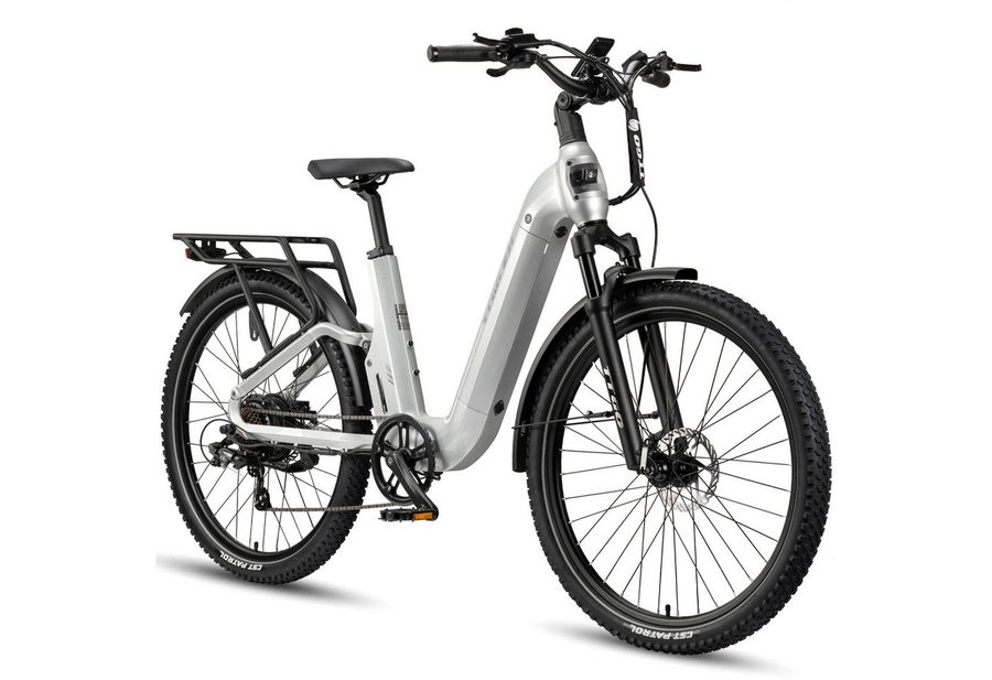 TTGO E-Bike Cityrad 28 Zoll Damen Herren, SUV, Fully, 48V 720Wh bis zu 140km, Bremslicht, 7 Gang Shimano ARDTY300D Schaltwerk, Kettenschaltung, Heckmotor, 720 Wh, (Softtail, Farb-LCD-Display, Drehmomentsensor), Vollfederung, Elektrofahrrad mit Tiefeinstieg, Trekkingrad, Pedelec
