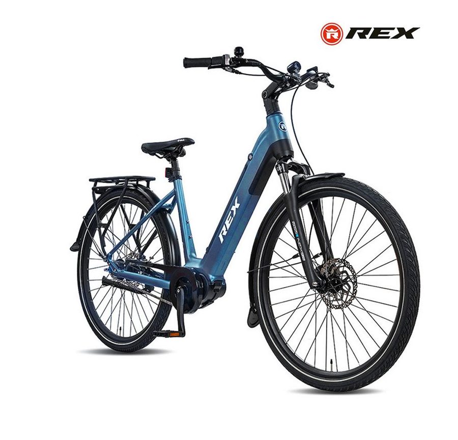 REX E-Bike Cityrad 28 Zoll REX Commuter+ Mittelmotor E-Bike, Pedelec Damen & Herren, 7 Gang Nexus 7 Gang Schaltwerk, Mittelmotor, 468 Wh, ebike max. 120km Reichweite, Suntour Federgabel, Scheibenbremsen