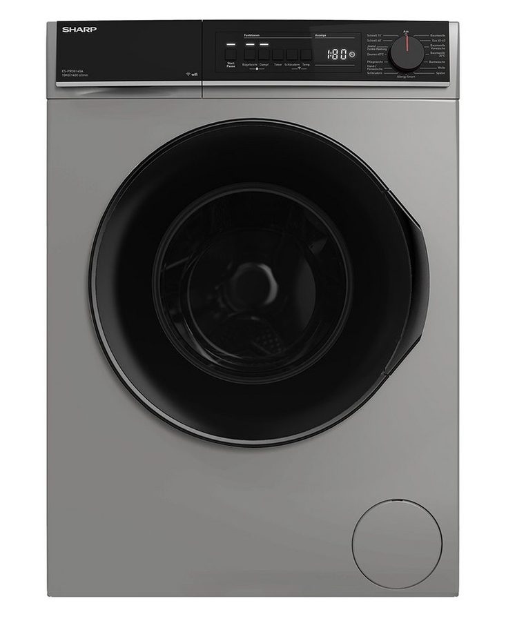 Sharp Waschmaschine ES-PRO014SA-DE, 10 kg, 1400 U/min, Schaumschutz, WaveCabinet, Einfaches Bügeln, WIFI App Steuerbar von Sharp
