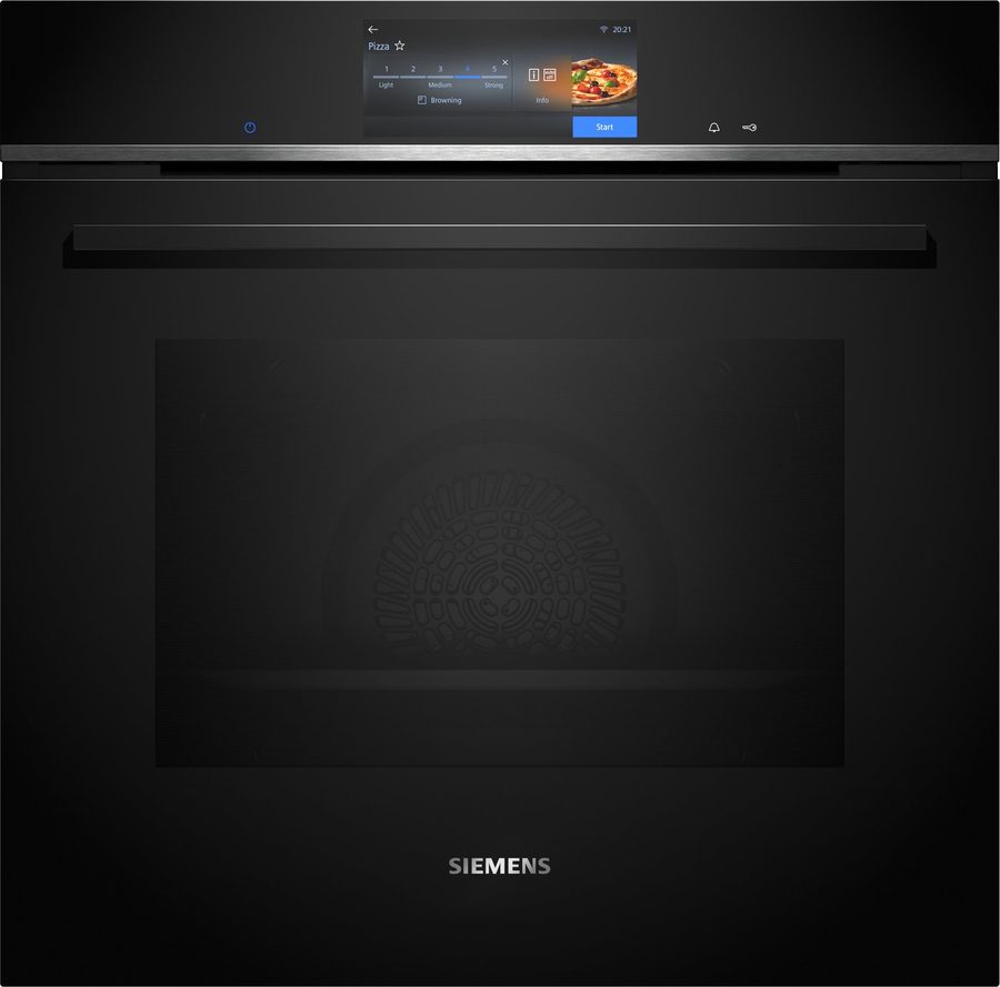 SIEMENS Backofen iQ700 HB778G9B1, mit Teleskopauszug nachrüstbar, Exzellente Ergebnisse: mit Gerichterkennung+Bräunungssensor mit Kamera