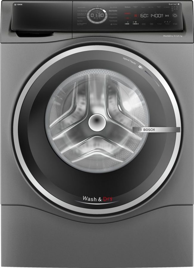 BOSCH Waschtrockner Serie 8 WNC254AS0, 10,5 kg, 6 kg, 1400 U/min, Wash & Dry 45', automatische Waschmitteldosierung i-Dos, Home Connect