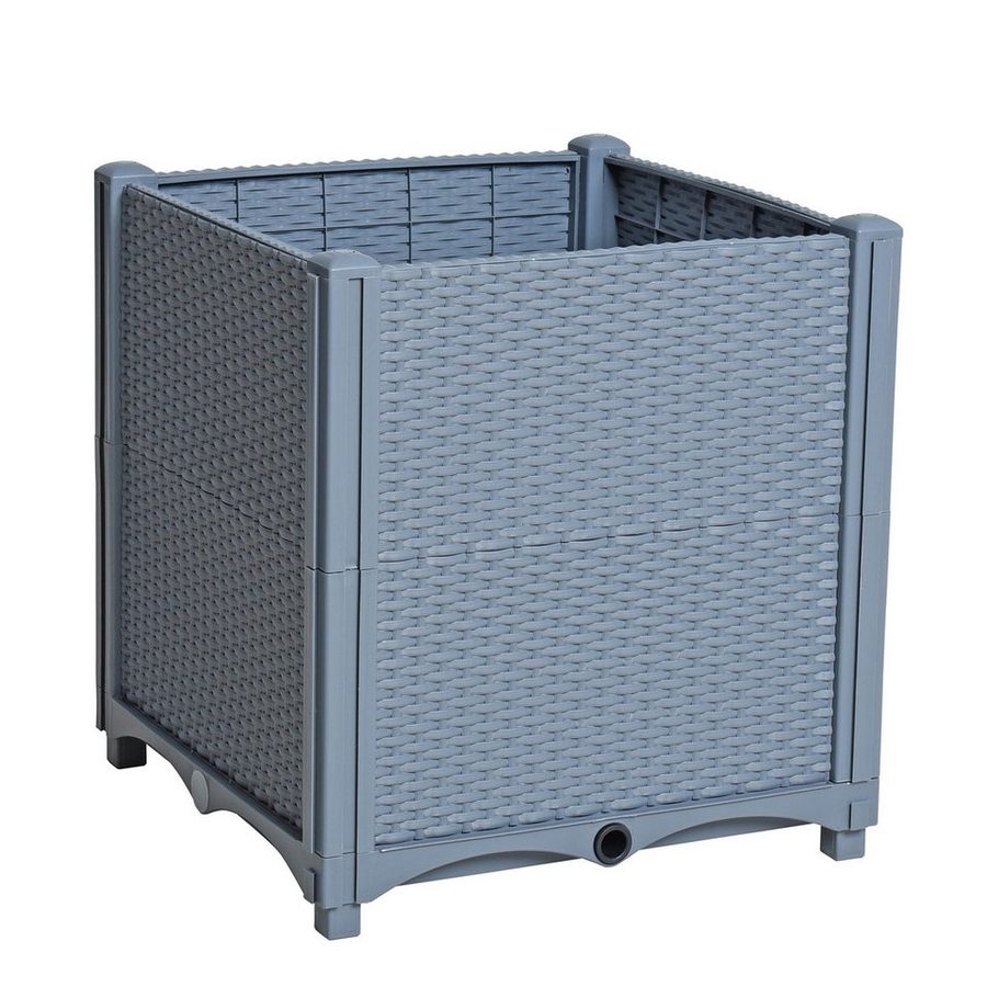 ESTEXO Hochbeet Blumenbeet Gemüsebeet 40x40x44 cm Pflanzbeet Polyrattan Grau von ESTEXO