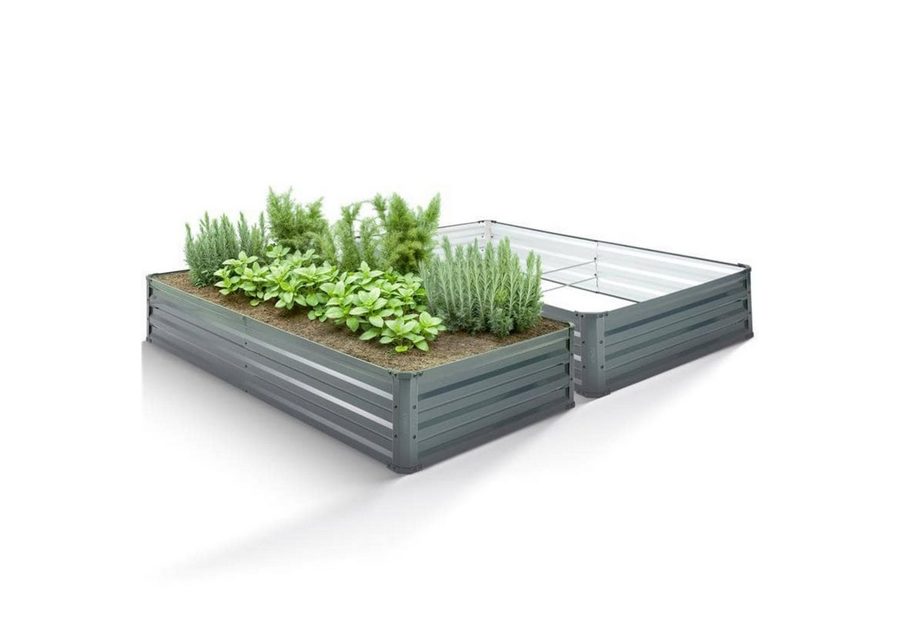 Arebos Hochbeet Metall 2x 180x90x30cm Gartenbeet Pflanzbeet rostfrei Gemüsebeet (Max. Belastbarkeit: 500 kg, 2er), Witterungs- & UV-beständig von Arebos
