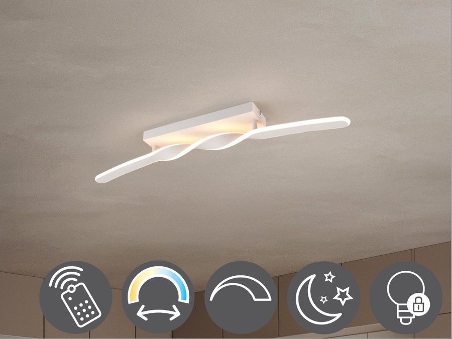 OTTO home LED Deckenleuchte ADELLA, LED Deckenlampe 20W 2500 Lumen CCT 2700-6500K Lichtfarbe, CCT - über Fernbedienung, Dimmfunktion, Memoryfunktion, Nachtlichtfunktion, mehrere Helligkeitsstufen, LED fest integriert, warmweiß - kaltweiß, Fernbedienung, dimmbar, Nachtlicht Memoryfunktion, Metall warm grey von OTTO home