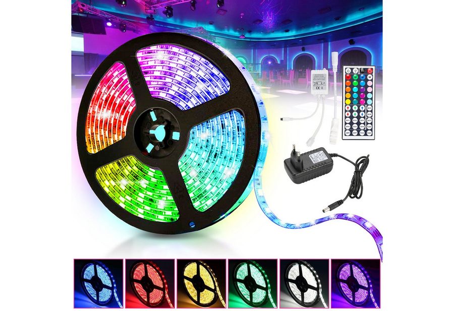 Clanmacy LED Stripe 1-10m LED Streifen Lichtband 5050SMD Leiste RGB Fernsteuerung LED Band, 30-flammig, Licht-Streifen Fernbedienung RGB Lichterkette 5050 SMD Lichtleiste von Clanmacy