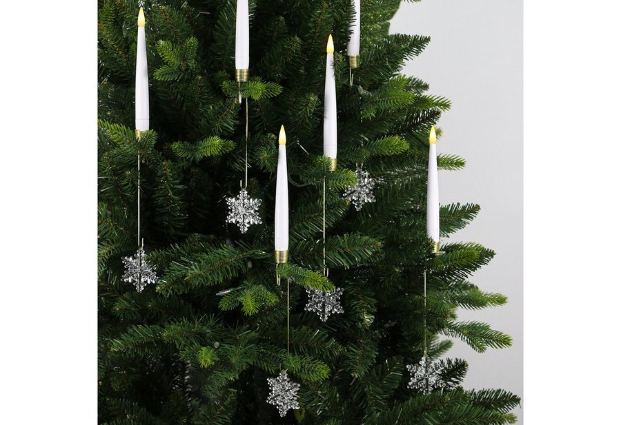OZAVO LED-Kerze 12pcs LED Weinachtsbaum Kerzen mit Kunststoff-Schneeflockendekor, Christbaumkerzen für Weihnachten, Heimdekoration von OZAVO
