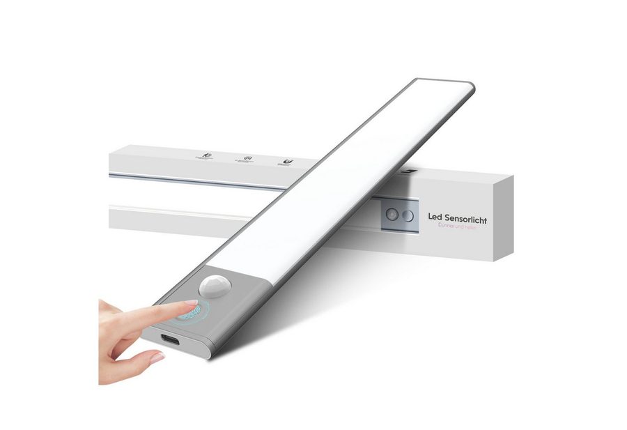 ANYSUN LED Unterbauleuchte Küche 400mm LED Schrankbeleuchtung mit Bewegungsmelder und Lichtsensor, ohne Kabel, 6000K Kaltweiß, SchrankLeuchte Schranklicht Lichtleiste Aufladbar 1500 mAh Akku von ANYSUN
