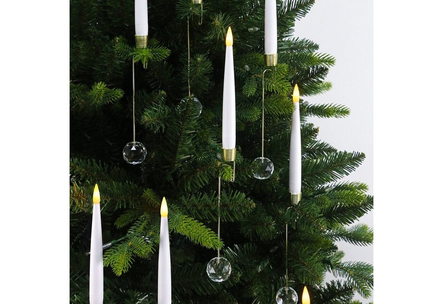 OZAVO LED-Kerze 12 pcs LED Weinachtsbaum Kerzen mit Kristallkugel Haken, Christbaumkerzen für Weihnachten, Heimdekoration von OZAVO