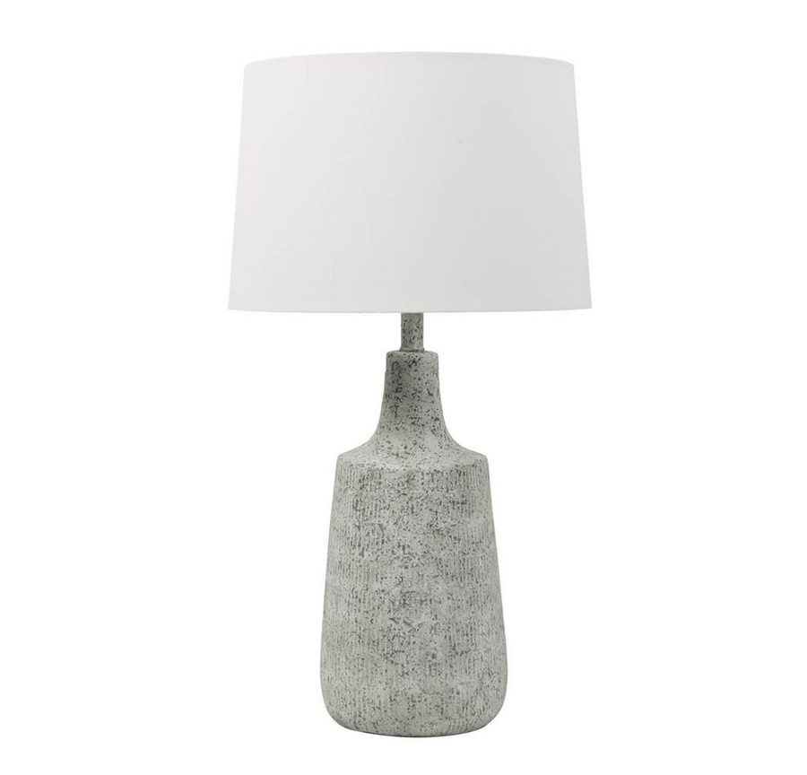 HOME DELUXE Tischleuchte CARO in Steinoptik, Weißer Stoffschirm, Wohnzimmerlampe, Schreibtischlampe von Home Deluxe