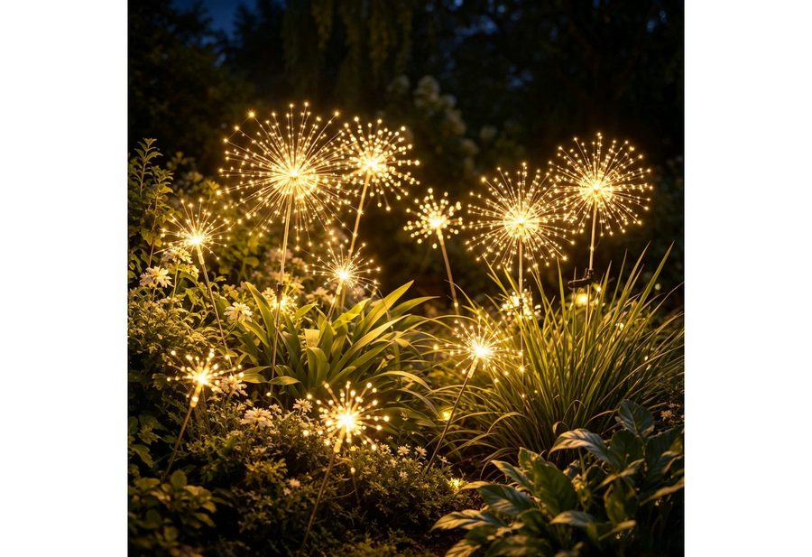 Salcar LED Solarleuchte 2er 180 LED Solarlampe Feuerwerk Gartenleuchte Weihnachtsdeko, 8 Modi Solarleuchten für Garten Außen LED Feuerwerk Licht mit Erdspieß von Salcar