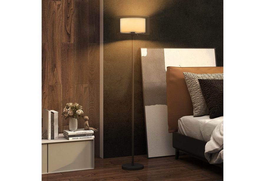 HOMCOM Stehlampe Stehleuchte mit E27 Fassung, Standlampe mit Fußschalter, Schwarz, Fußschalter, ohne Leuchtmittel, für Schlafzimmer, Wohnzimmer, 33 x 33 x 152,5 cm von HOMCOM