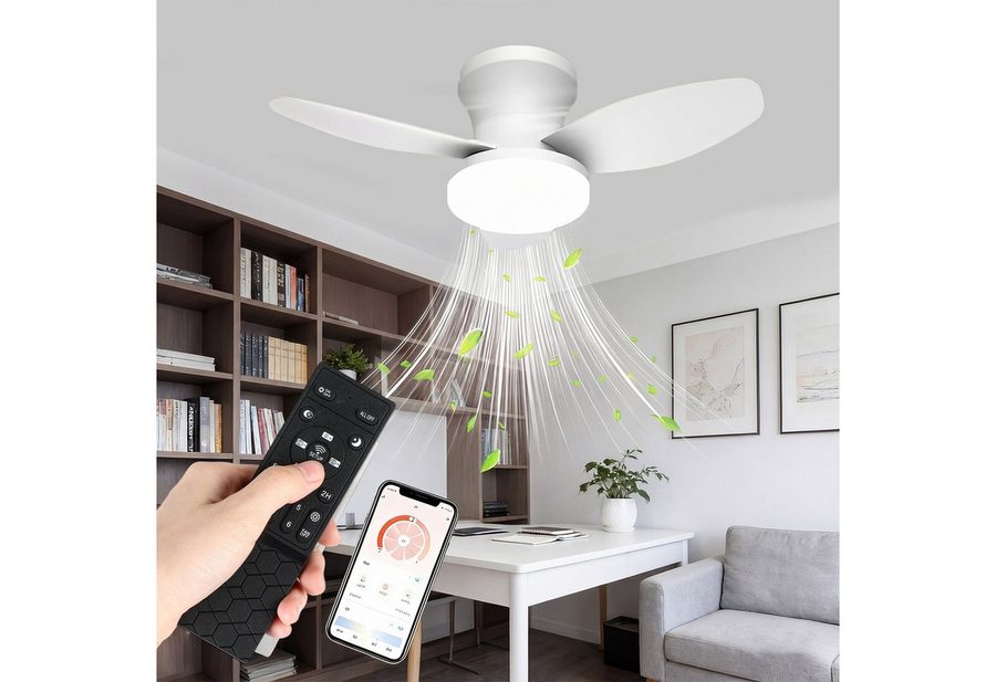 oyajia Deckenventilator 70W 5 Flügeln Deckenventilator mit Beleuchtung,LED Deckenleuchte 110cm, Dimmbare Deckenleuchte mit Fernbedienung für Schlafzimmer, Wohnzimmer von oyajia