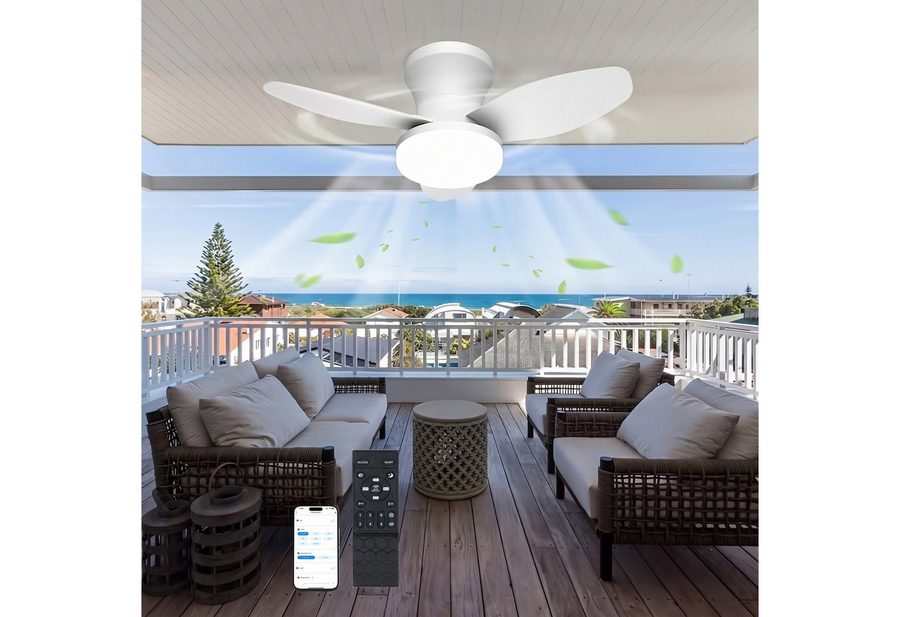 oyajia Deckenventilator 50W 3 Flügeln Deckenventilator mit Beleuchtung, LED Deckenleuchte 66cm, Dimmbare Deckenleuchte mit Fernbedienung für Schlafzimmer, Wohnzimmer von oyajia