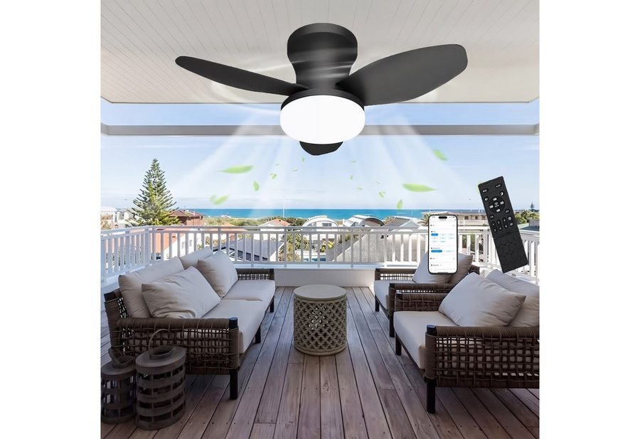 oyajia Deckenventilator 50W 3 Flügeln Deckenventilator mit Beleuchtung, LED Deckenleuchte 66cm, Dimmbare Deckenleuchte mit Fernbedienung für Schlafzimmer, Wohnzimmer von oyajia
