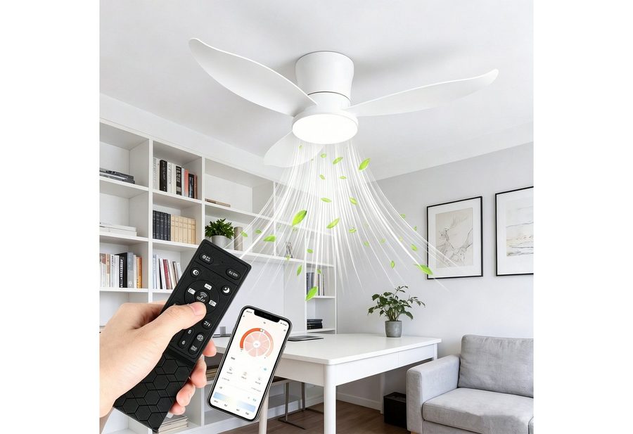 oyajia Deckenventilator Leise Deckenventilator mit Beleuchtung inkl Fernbedienung 95CM, 6 Geschwindigkeiten Timer Vor- & Rücklauf LED dimmbar CCT Nachtlicht von oyajia