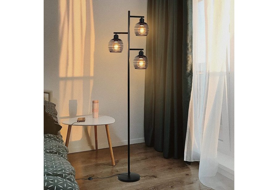 Nettlife Stehlampe 3 flammig Stehleuchte in Federform gestaltet, mit Fußschalter, ohne Leuchtmittel, für Wohnzimmer Schlafzimmer Sofa Arbeitszimmer von Nettlife