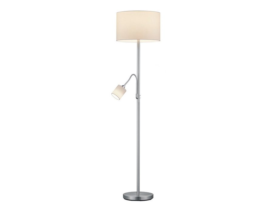 TRIO Leuchten LED Stehlampe mit Leselampe & Stoffschirm Höhe 170cm, dimmbar, LED wechselbar, Warmweiß, Designklassiker Steh-Leuchte groß für Lese-Ecke stehend von Trio Leuchten