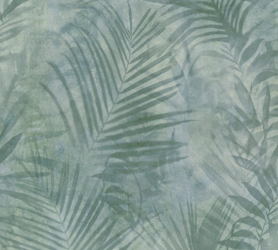 A.S. Création Vliestapete Neue Bude 2.0 Tropical Concret mit Palmenblättern, leicht strukturiert, floral, Wald, botanisch, Dschungeltapete Tapete Palmen Tapeten Wohnzimmer Schlafzimmer Küche von A.S. Création