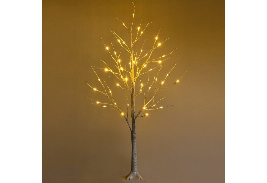 COSTWAY Künstlicher Weihnachtsbaum Birkenbaum LED Lichterbaum, 120 cm, mit 48 warmweißen LED-Leuchten von COSTWAY