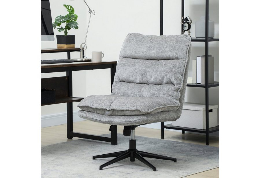 HOMCOM Bürostuhl 360° Drehstuhl mit Wippfunktion Schneidersitz Stuhl (gepolsterter Schreibtischstuhl ohne Armlehnen, 1 St), für Home Office Büro, Grau von HOMCOM