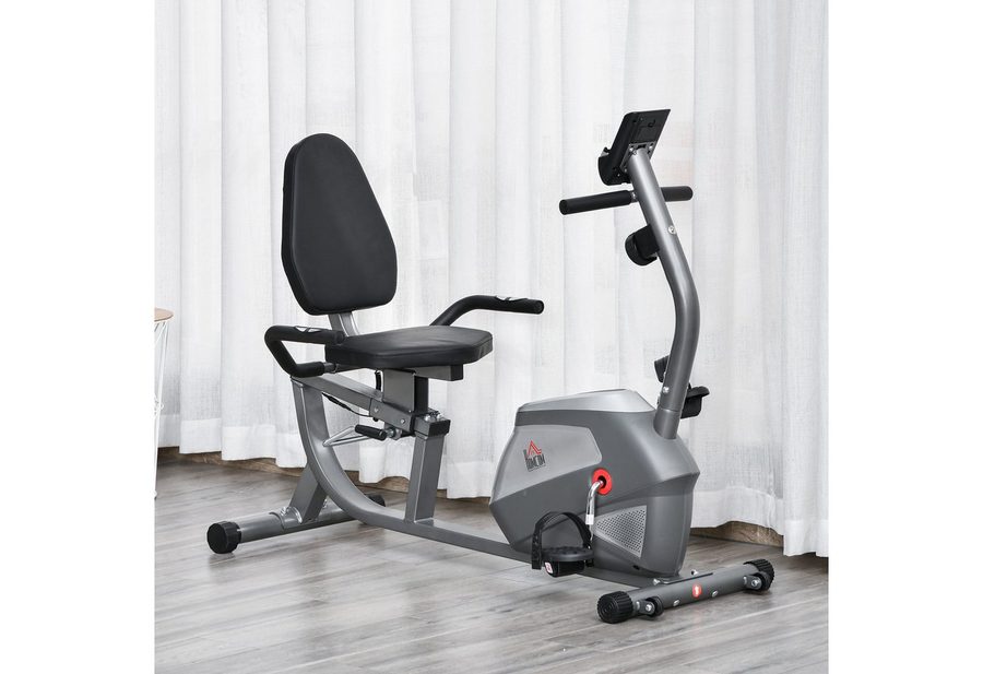 HOMCOM Liegeergometer mit LCD-Anzeige 8 stufig Magnetwiderstand bis 110 kg von HOMCOM