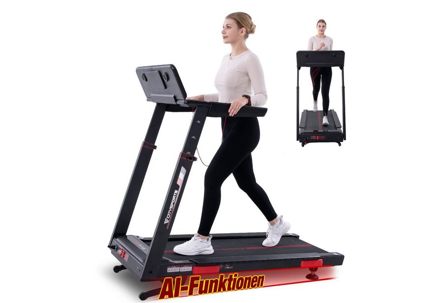 CITYSPORTS Laufband Laufband für zu Hause, Elektrischer Winkellift 15 St. mit Bosch motor, KI-Assistenten,50*135 cm Laufbahn, 1-16,5km/h, mit APP