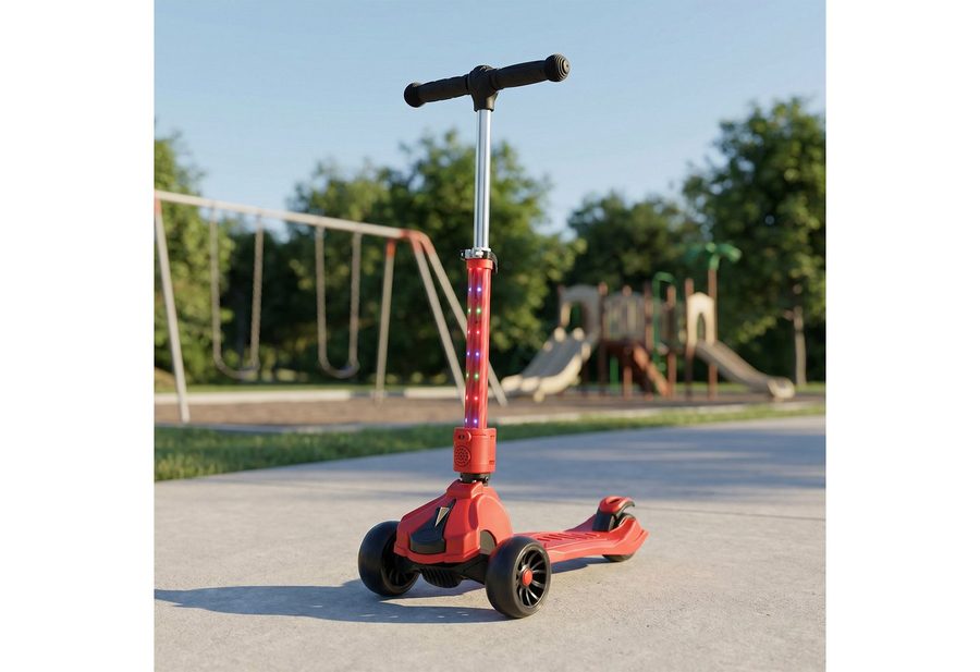 oyajia Cityroller Roller Kinder Scooter Dreiradscooter mit PU LED Räder Faltbar, bis 50 kg,roller kinder,kinder roller,Höhenverstellbar,Hinterradbremse von oyajia