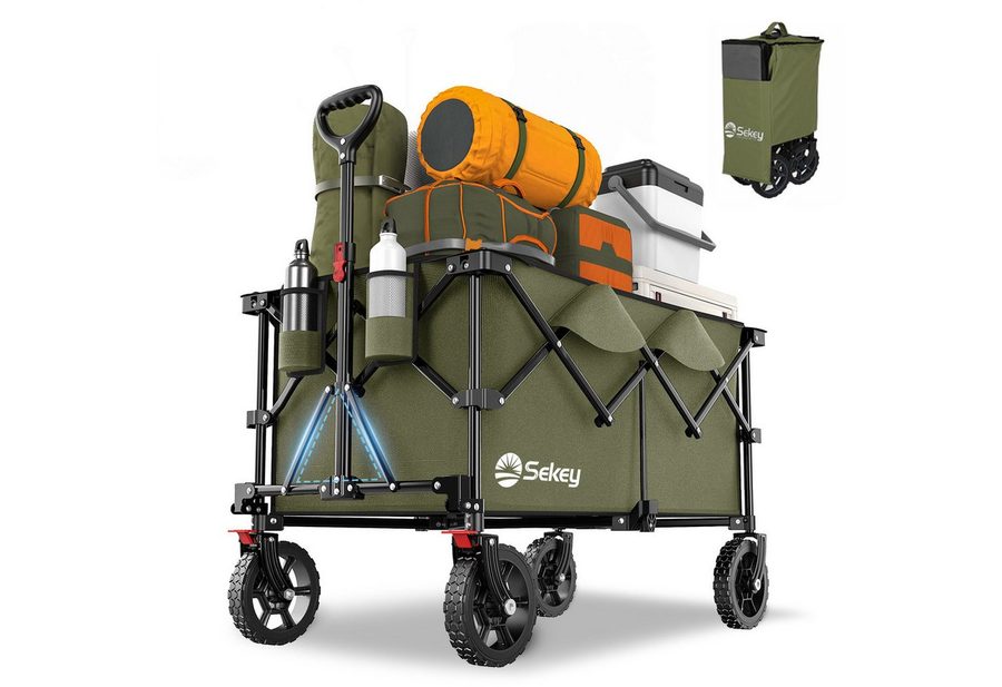 Sekey Bollerwagen Faltbar Handwagen Klappbar Transportwagen 200L 200KG Einkaufstrolley, Kompakt faltbar, spart Platz – ideal für Ausflug, Reise, Party von Sekey