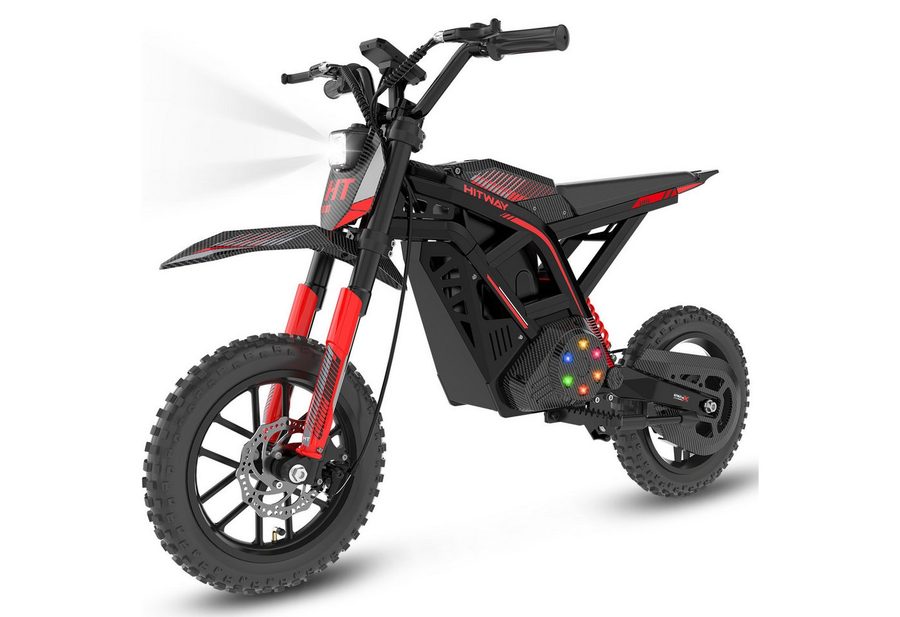 HITWAY Elektro-Kindermotorrad HT100, 36V 10,4Ah, 400W, 10/15/25 km/h, Reichweite 45 km, Belastbarkeit 70 kg, 10" Offroad-Reifen, Doppelbremsen, Doppeldämpfer, Aluminiumrahmen