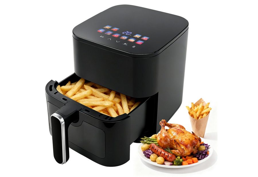 OZAVO Heißluftfritteuse Airfryer 4,5L 1200W mit 10 Programmen & Sichtfenster, 1200 W, Digitales LED-Display, Heißluft Fritteuse Ohne Öl, für 3-5 Personen von OZAVO