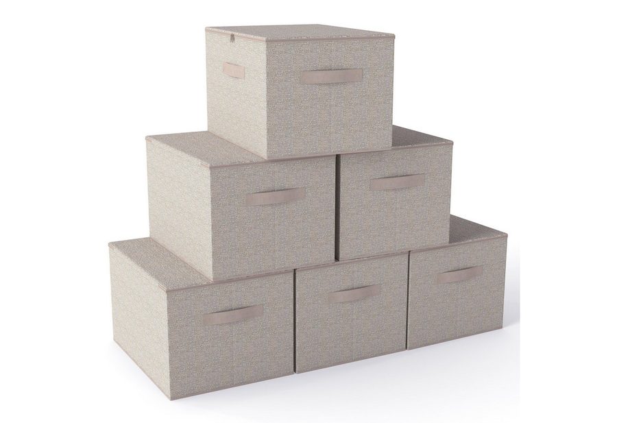 Sekey Aufbewahrungsbox Aufbewahrungsbox mit Deckel aus Vliesstoff Faltbare Stoffboxen, Faltbox Organizer für Kleidung Aufbewahrungsboxen für Schrank Regal von Sekey