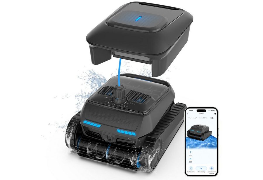 AIRROBO Poolroboter CP400/400lite poolroboter akku wand und boden, (Geeignet für die Reinigung von Böden, Wänden, Wasserlinie und Wasseroberflächen, mit Skimmer-Funktion,Geeignet für die meisten Schwimmbäder), 4 Motoren,Die Komplettlösung für die Poolreinigung,Zwei Jahre Garantie