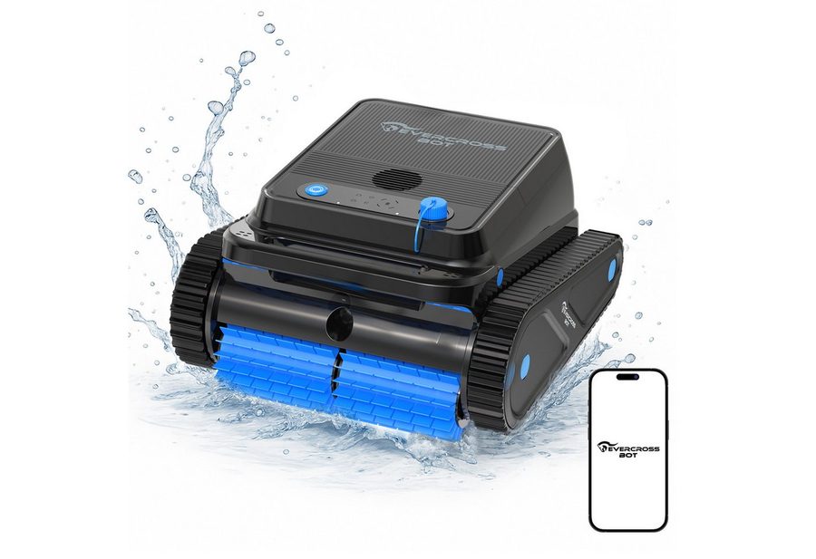 EVERCROSS BOT Poolroboter U8 für Boden und Wand, Kabellos Poolsauger bis 200m² Pools, 120 Min Akkulaufzeit, Intelligenter Navigation, mit App-Steuerung