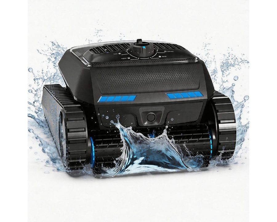 AIRROBO Poolroboter 2026 Upgrade CP400lite Poolroboter Wand & Boden, Wasserlinie, (4 Motoren, 4 Bürstenköpfe, 150 Minuten Akkulaufzeit, schnelles Aufladen, Geeignet für die meisten Schwimmbäder), groBer 4L Filterkorb, 100% Wasserlinie Abdeckung, 2 Jahr Garantie