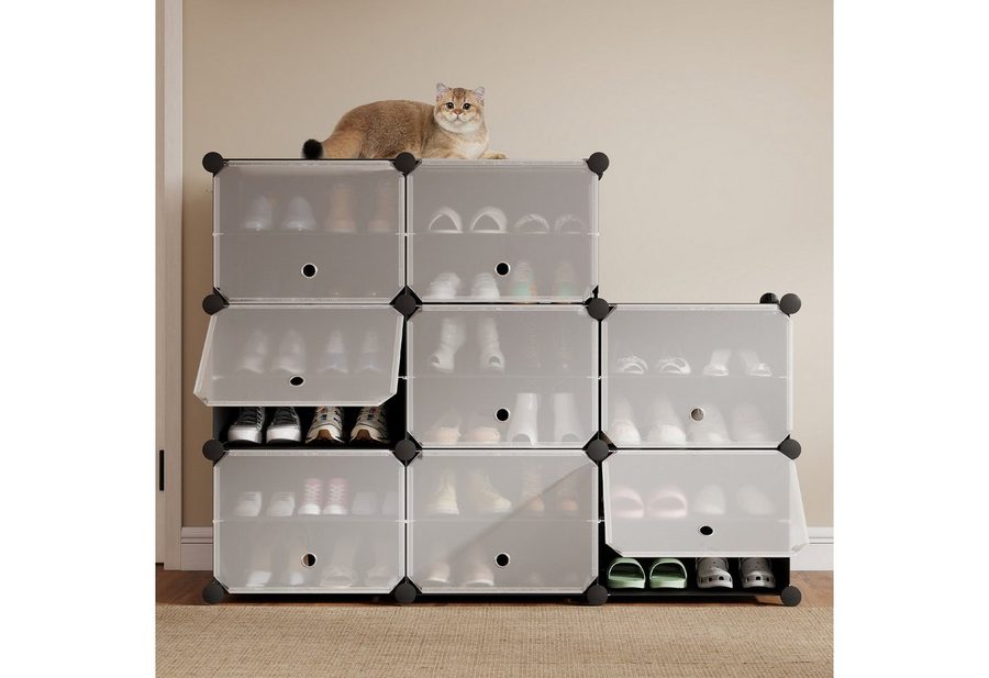 Sekey Schuhregal Schuhschrank Schuhaufbewahrung Platzsparend Schuhregal Schuhorganizer, mit 8 Fächern für 32 Paar Schuhe, 30 x 40 x 31 cm pro Fach, anpassbar von Sekey