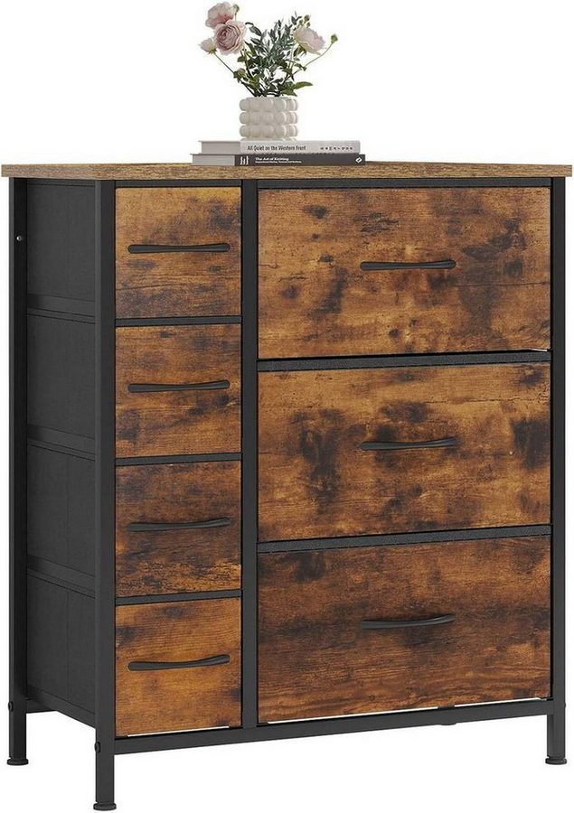 Woltu Kommode (1 St), mit 7 Schubladen aus Stoff, Sideboard, Metallrahmen von WOLTU