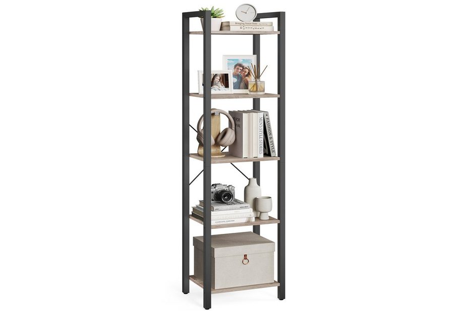 VASAGLE Bücherregal Standregal mit 5/6 Ebenen, aus Stahl, Lagerregal, 5 Ebenen, Stahlrahmen, Büroregal, 30 x 40 x 153 cm von VASAGLE