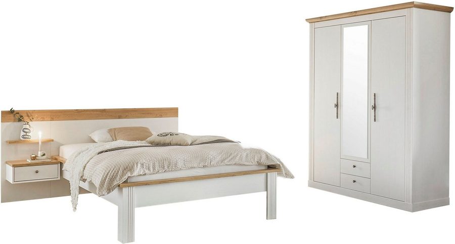 OTTO home Schlafzimmer-Set Westminster, beinhaltet 1 Bett, Kleiderschrank 3-türig und 1 Wandpaneel