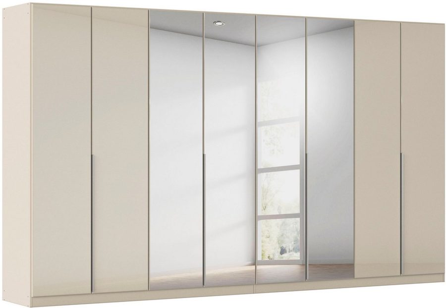OTTO home Drehtürenschrank Kleiderschrank Schrank Garderobe AGORDO mit Glasfront und Spiegel (in zwei Griff-Farben, Breiten 91-405 cm) durchdachte Innenausstattung, in 8 Breiten und 2 Höhen MADE IN GERMANY