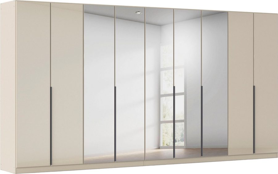 OTTO home Drehtürenschrank Kleiderschrank Schrank Garderobe AGORDO mit Glasfront und Spiegel (in zwei Griff-Farben, Breiten 91-405 cm) durchdachte Innenausstattung, in 8 Breiten und 2 Höhen MADE IN GERMANY