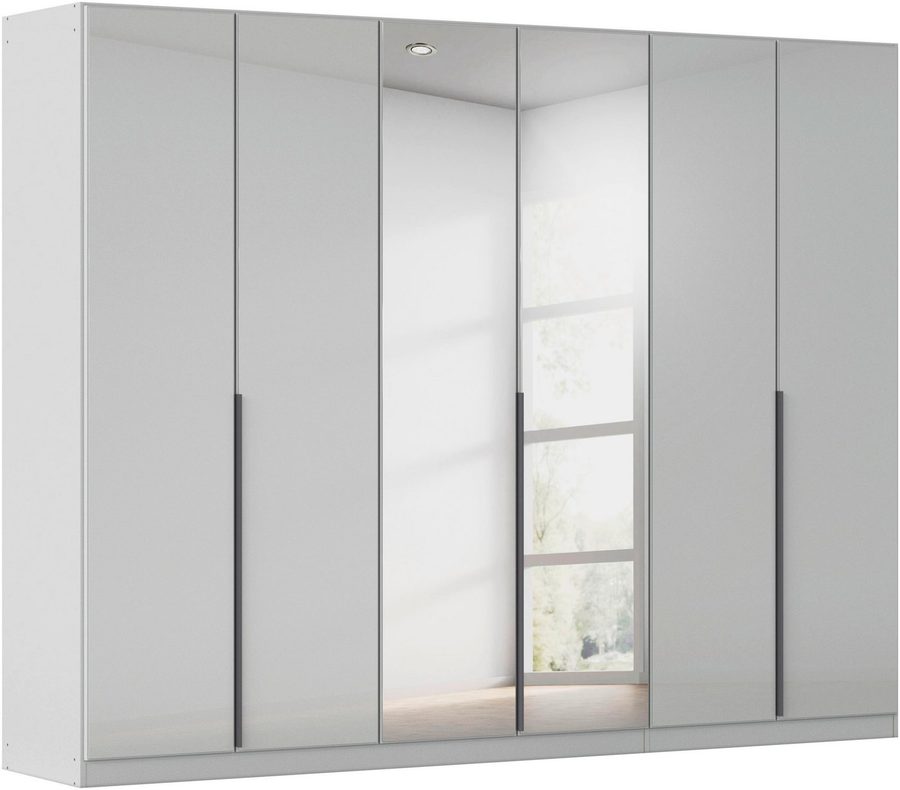 OTTO home Drehtürenschrank Kleiderschrank Schrank Garderobe AGORDO mit Glasfront und Spiegel (in zwei Griff-Farben, Breiten 91-405 cm) durchdachte Innenausstattung, in 8 Breiten und 2 Höhen MADE IN GERMANY
