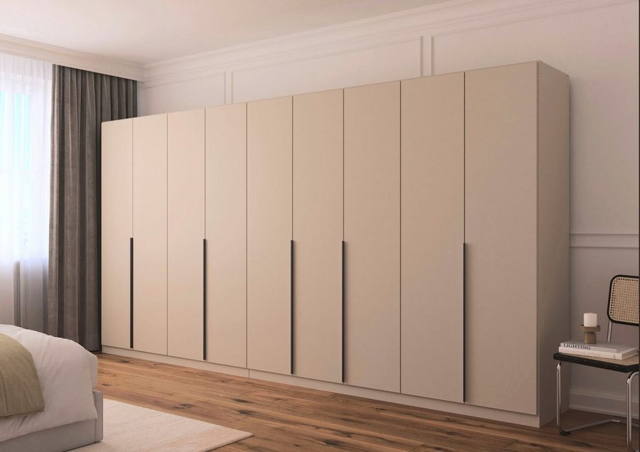 OTTO home Drehtürenschrank Kleiderschrank Schrank Garderobe AGORDO Schlafzimmer (in zwei Griff-Farben, Breiten 91-405 cm, Dekor- oder Hochglanzfront) durchdachte Innenausstattung, in 8 Breiten und 2 Höhen MADE IN GERMANY
