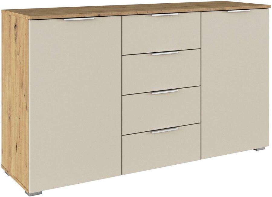 OTTO home Kombikommode Sideboard Schubladenkommode AGORDO mit Dekor- oder Hochglanzfront (in zwei Griff-Farben, Breite 120 cm), vier große Schubladen, mit insgesamt 4 Einlegeböden MADE IN GERMANY von OTTO home